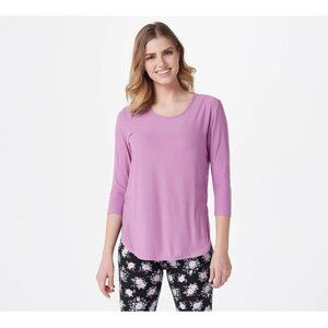 MUK LUKS Cloud Knit Crew Neck Tunic With Hi Low Hem Size S Purple NEW